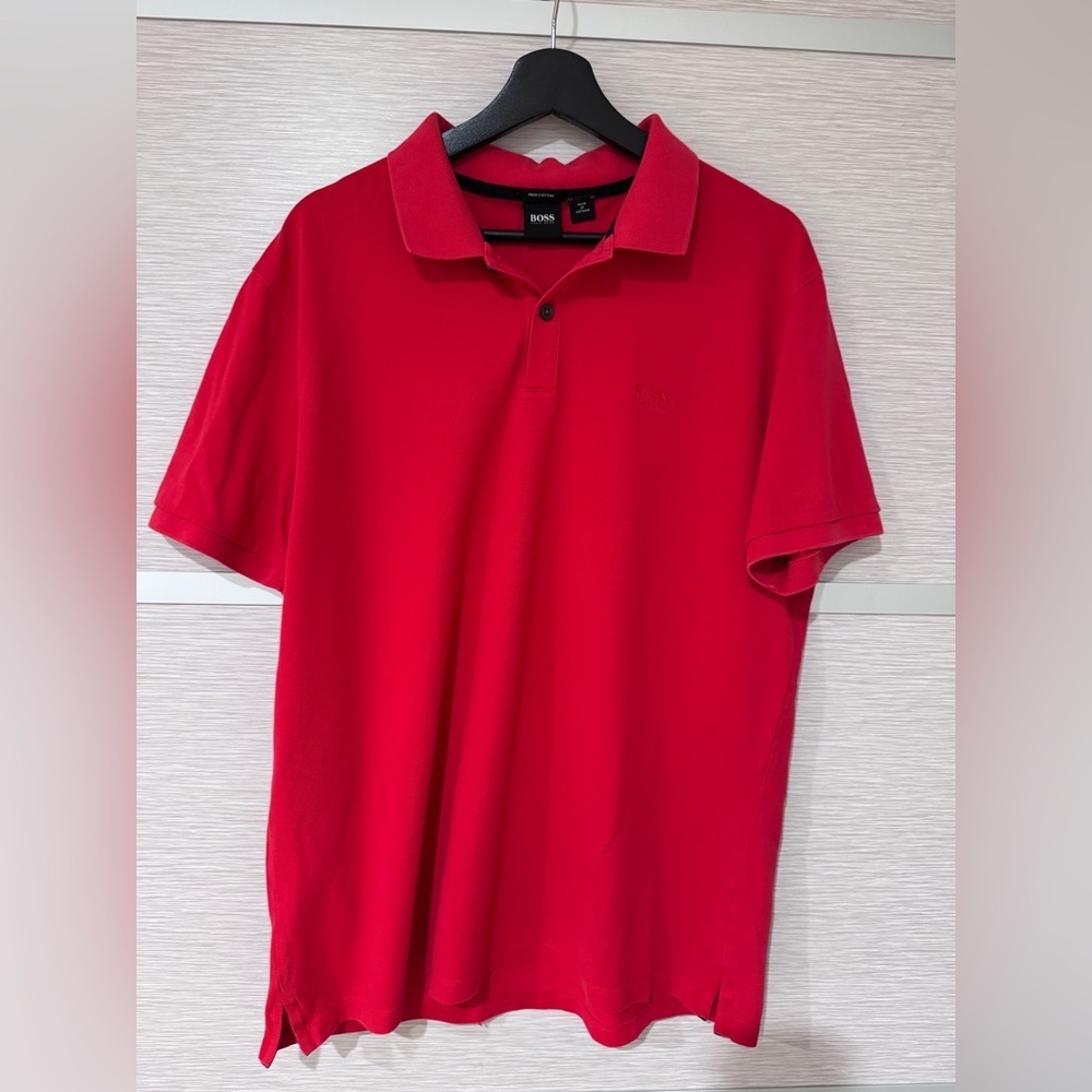 Hugo Boss Men's Red Polo Shirt – Pima Cotton – Made in Peru – Size XL